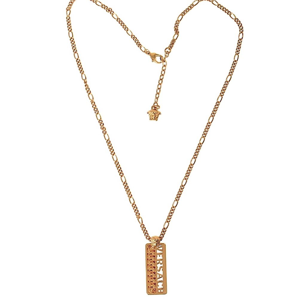 Authentic Versace Gold Pendant and Chain NWT In Mint Condition.